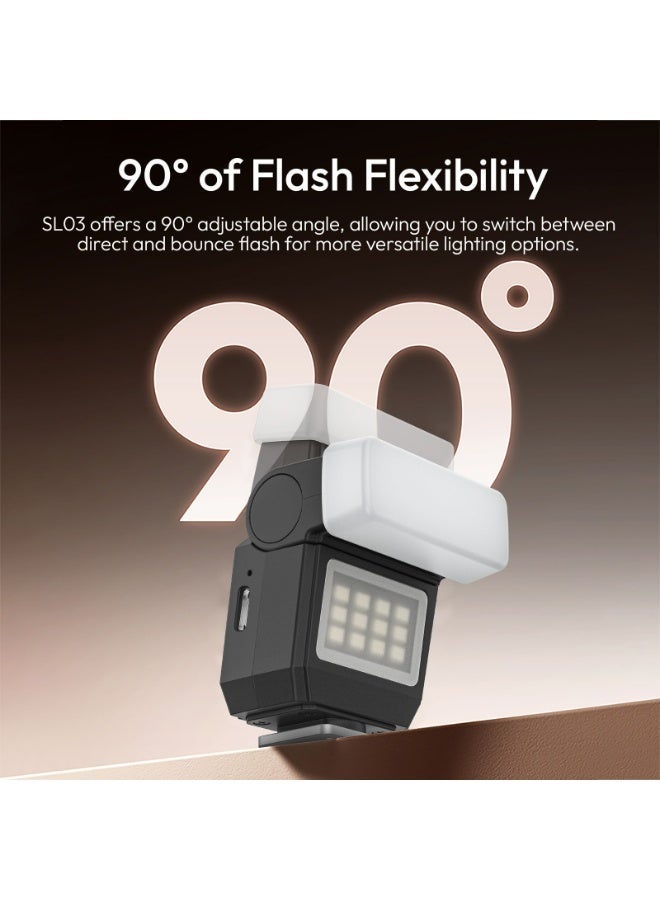 ULANZI SL03 Mini Camera Flash Unit with Video Light, GN8 6500K External Flash, 90° Adjustable Angle, Compatible with Sony/Canon/Fujifilm/Nikon SLR Cameras, Universal Single-Contact Hot Shoe Interface (with Softbox) - Image 2